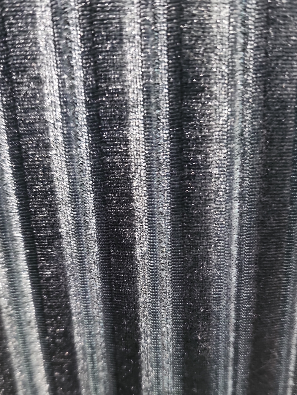 Velvet Ribbed Blue Mock Neck Dress - Picture 4 of 5